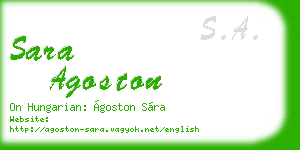 sara agoston business card